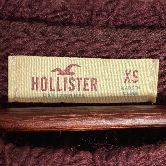Hollister Knit Maroon Long Sleeve Sweater Raglan Sleeves Yoke Extra Small - Picture 3 of 16